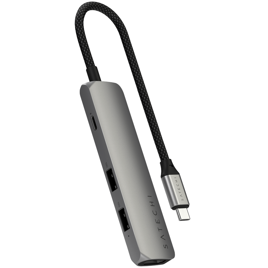Адаптер Satechi 4-in-1 USB-C Slim Multiport Adapter with 4K HDMI and Fast Data Transfer - Серый космос Адаптер Satechi 4-in-1 USB-C Slim Multiport Adapter with 4K HDMI and Fast Data Transfer - Серый космос