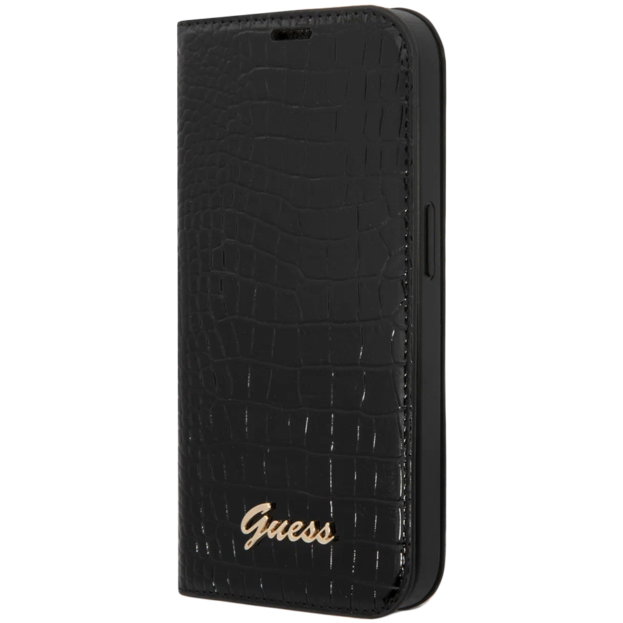 Guess для iPhone 14 Pro чехол PU Croco Metal logo Booktype Black