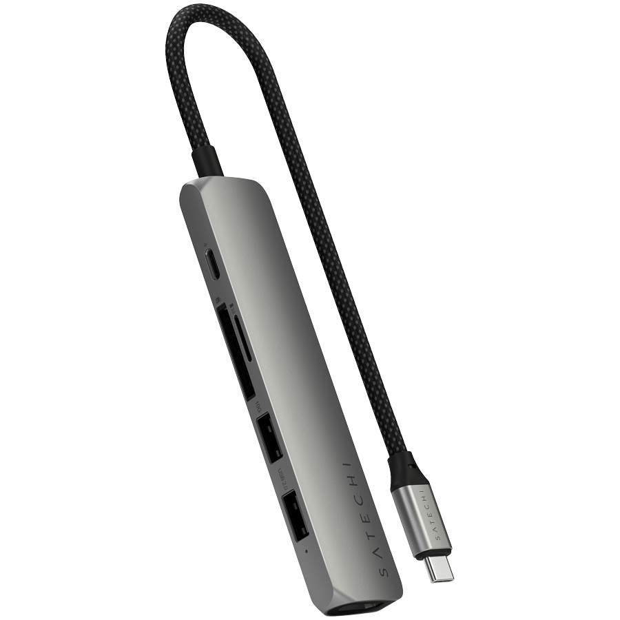 Адаптер Satechi 6-in-1 USB-C Slim Multiport Adapter, Space Grey Адаптер Satechi 6-in-1 USB-C Slim Multiport Adapter, Space Grey